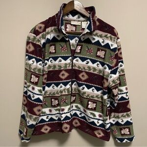 Nick & Sarah Vintage Cottagecore Fleece Zip jacket Women’s Large 90s
